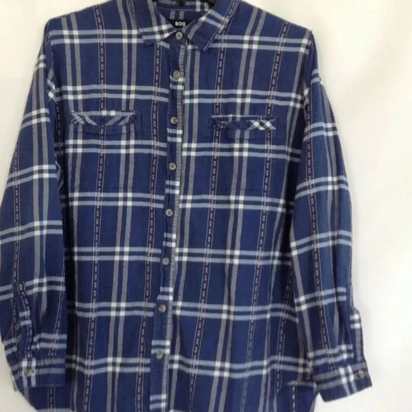 BDG Women's  Petite Blue Plaid Flannel Button-Up Shirt Size SP - Picture 4 of 8